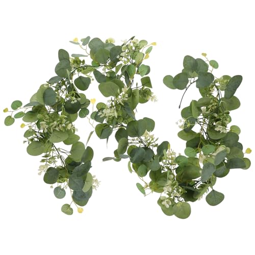 Toyvian Colgante de Vid Falsa de Eucalipto Artificial Espeso Gypsophila, Guirnalda de Enredadera Colgante Verde para Decoración de Pared Interior y Exterior, Planta Decorativa Artificial