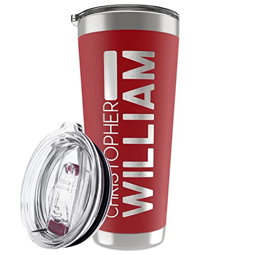 Personalized Tumblers W/ Lid - 20 Or 30 Oz Red - Vacuum Insulated Travel Coffee Mugs - Stainless Steel Double Wall Tumbler - Personalized Cups With Name, Text, Mothers Day Gift For Mom #TOP23