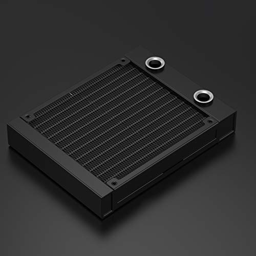 CLYXGS 120mm Black Aluminum Water Cooling Radiator, 12 Pipe G1/4 Thread Heat Exchanger for PC CPU Cooling System