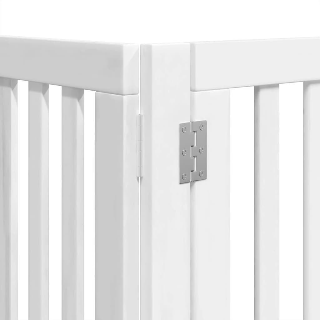 12-TLG. Puerta plegable para perros con puerta, color blanco, 600 cm, madera de álamo, independiente, plegable, protección de seguridad para perros y cachorros, interior y exterior, jardín