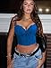 Avidlove Bustier Tops for Women Sexy V Neck Top Lace Corset with Underwired Adjustable Bralettes Crop Night Out Blue