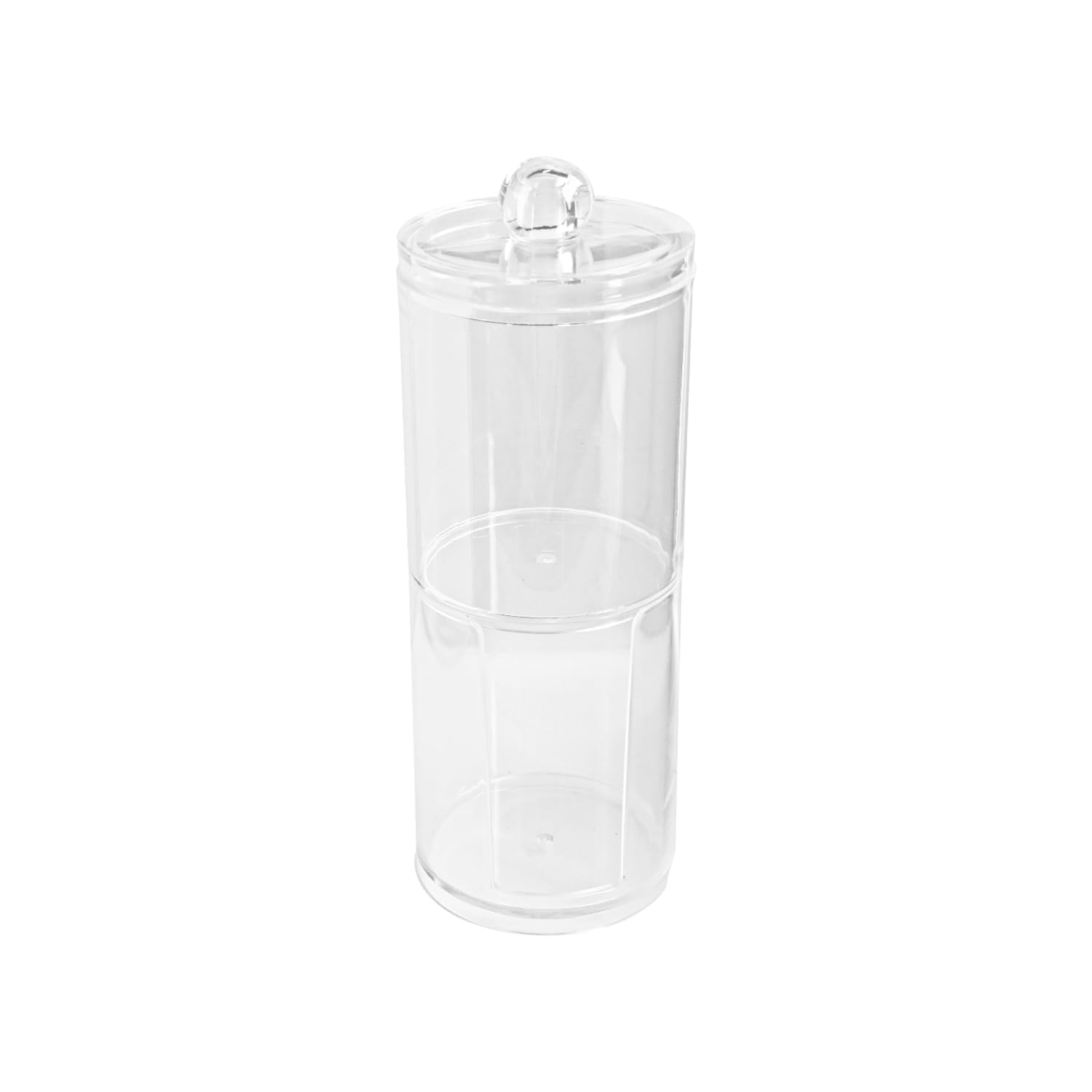 Hopzab Clear Cotton Pad Swab Holder, Transparent Acrylic Cosmetic Organizer with Lid, Bathroom Dresser Makeup Storage Container, Waterproof, Break-Resistant