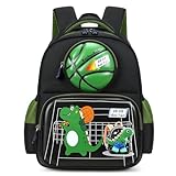 Amythe Schulrucksack Jungen Fußball Schulranzen 1. bis 5. Klasse, Schulranzen Kinder mit Brustgurt & Reflektoren, Wasserdichter Schultasche für Schule & Reisen, Schwarz