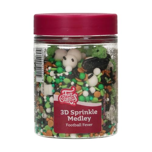 FunCakes 3D Sprinkle Medley Football Fever: Zuckerstreusel, Guter Geschmack, gut zum Dekorieren von Kuchen, Torten und Cakes, Sprinkle Mix - 70g