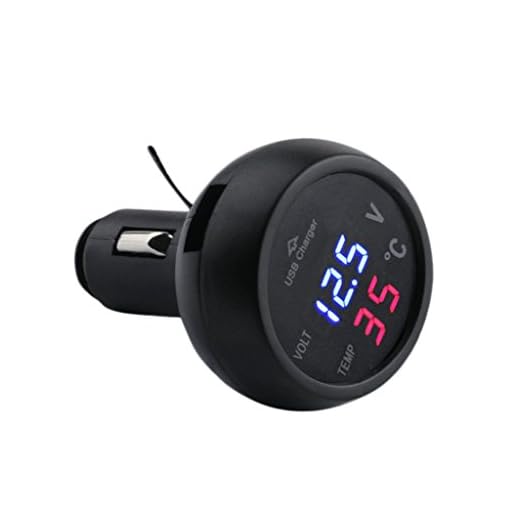 Cestval Cargador del USB del termómetro USB del termómetro USB del voltímetro de 12V 24V del coche