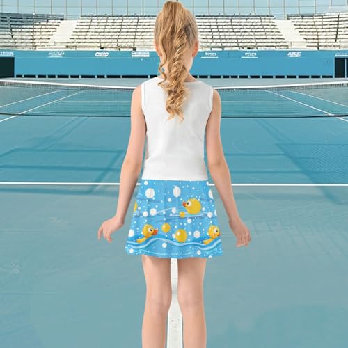 visesunny Girl's Golf Skirt Athletic Cartoon Duck Swimming Tennis Skort Sport Activewear with Double Layer Pockets3
