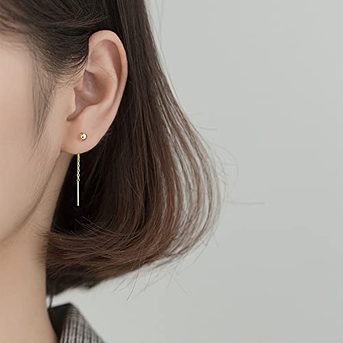 Cute Short Threader Earrings Silver Gold Black Chain Link Ball Dangle Drop Pull Through Earrings Minimalist2