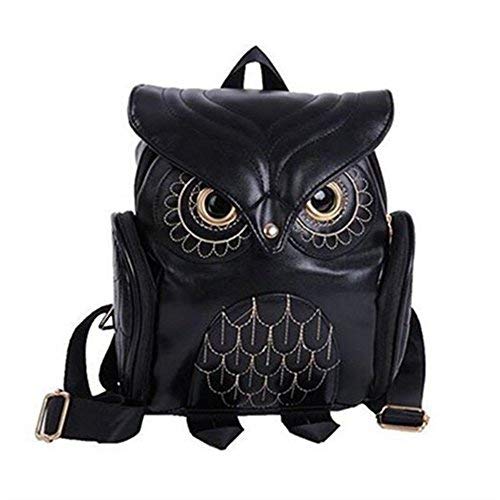 Donne Pelle Gufo Forma Zaino (Nero)
