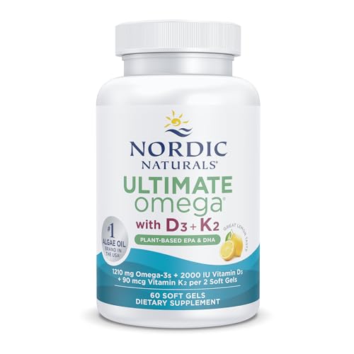 Nordic Naturals Plant-Based Omega-3 D3+K2, 1210mg, Vegan Softgels - 60 Count - image 1