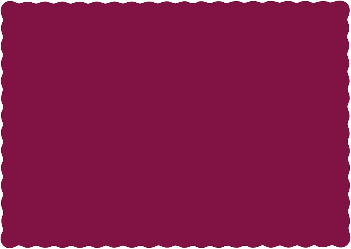Hoffmaster 310524 Mantel individual de papel, 13-1/2" de largo x 9-1/2" de ancho, borde festoneado, color burdeos (caja de 1000)
