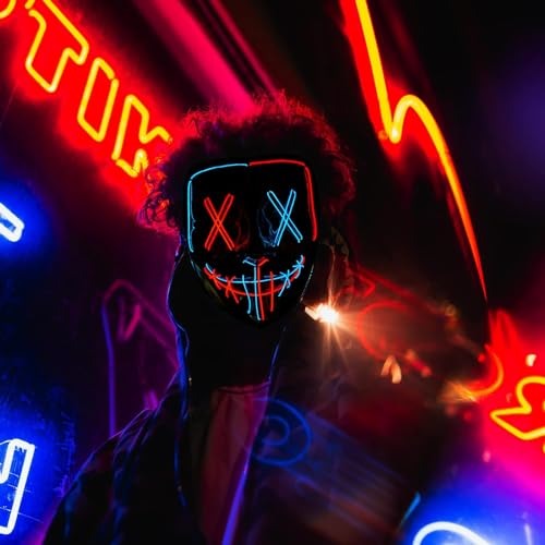 Image of LED Light Up Mask for Halloween, Neon, and Bachelor Party Decoration