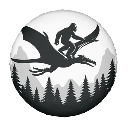 Image of Funny Dinosaur Bigfoot Decorative Weatherproof Wheel Protector Cover Universal Fit Spare Tire Cover for RV, SUV, and Camper Trailers 16 in