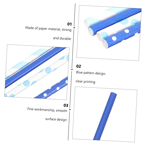 200 pitillos descartables de papel azul para fiestas miniatura 4