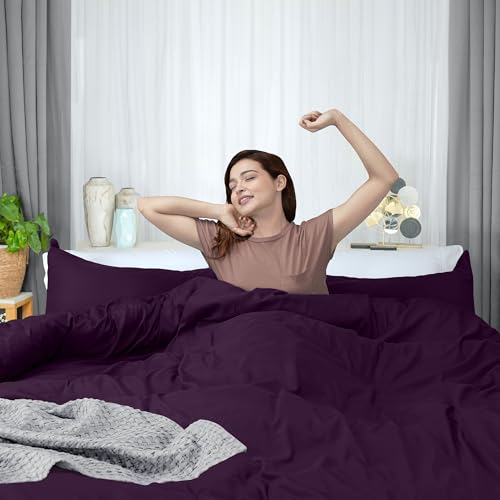 Utopia Bedding Duvet Cover Full Size - 3 Piece with Zipper Closure - 1 Comforter Cover 80X90 Inches & 2 Pillow Shams 20X26 Inches (Purple) Comforter Not Included