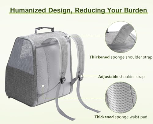Pecute Mochila para gatos, bolsa de transporte para cães pequenos, mochila para animais de estimação