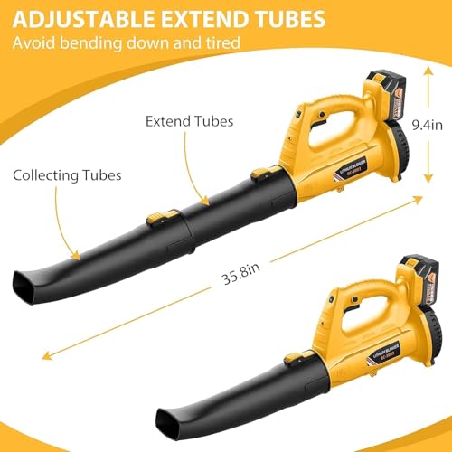Cordless Leaf Blower with 2 Powerfull Battery & Charger Electric Blower for Lawn Care, Battery Powered Leaf Blower Cordless Lightweight for Snow Blowing,