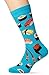 Socksmith Mens Novelty Crew Socks "Sushi" (Bright Blue), Shoe Size 7-12.5