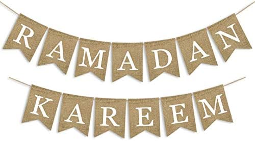SWYOUN Burlap Ramadan Kareem Banner لوازم مدفأة المسلمين زخرفة Mantel