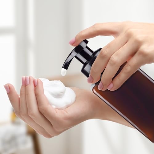 ZEJIA 15OZ Foaming Soap Dispenser, 2-Pack Plastic Hand Soap Dispenser, Refillable Leakproof Foam Pump Bottle with Waterproof Labels, for Shampoo, Body Wash3
