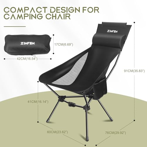 Zimfem CC168-BLACK Camping Chairs, Portable Camping Chair thumb #1
