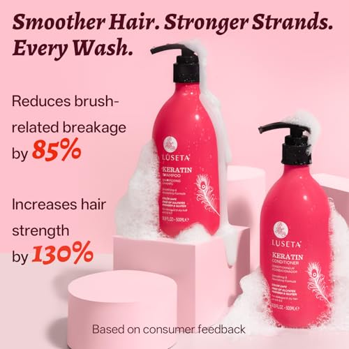 Image of Luseta Keratin Shampoo and Conditioner Set Moisturizing Treatment for Dry Hair Smooth & Repair Damaged Hair for Women Sulfate Free 16.9 oz | Keratin Moisturizing Shampoo for Dry, Frizzy Damaged Hair, Smooth, Hydrate & Improve Manageability, Sulfate Free