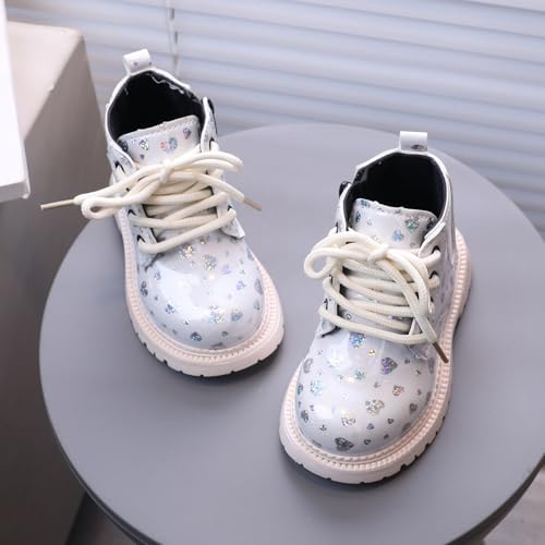 Girls Glitter Ankle Boots Kids Toddler Sparkling Heart Lace Up British Style Casual Shoes Booties with Side Zipper3