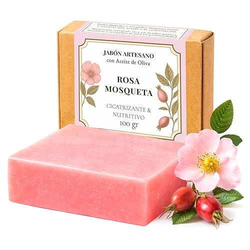 CABRERIZO SOAP Jabones para regalar artesanales de aceite rosa mosqueta 100 g – Jabon natural en jabon pastilla para limpieza facial y corporal diaria