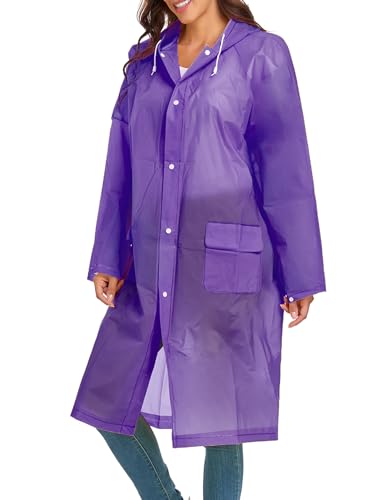 Image of Raincoats for Women Men Reusable Portable Waterproof EVA Long Rain Ponchos with Hoods