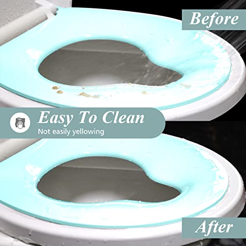 Kemexc Toilet Seat With Toddler Seat Built In, Slow-Close, Quick-Release Hinges, Easy To Clean, 6 Anti-Slip Devices Never Loosen, Potty Training Toilet Seat, Toddler Toilet Seat, Aqua Blue Elongated 18.5 #TOP5