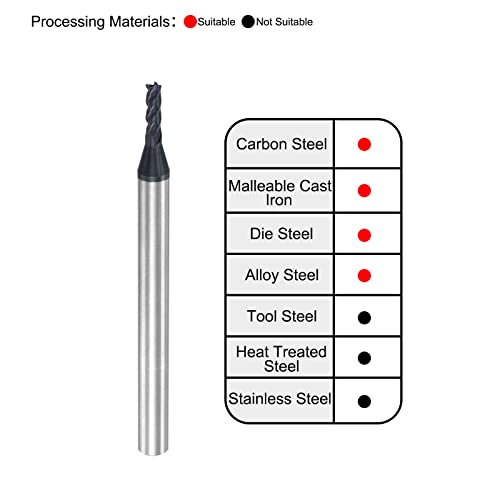 Image of uxcell Square Nose End Mill, 2mm Tip Dia Solid Carbide AlTiN Coated CNC Router Bits 4 Flute Spiral Milling Cutter HRC45 with 4mm Shank 50mm (2-inch) Length