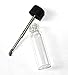 Small Glass Bottle with Telescopic Spoon - High End Pocket Sized Glass Vial (Black Lid)