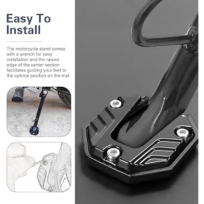 Motorcycle Kickstand Pad, Aluminum Alloy Side Stand Foot Enlarger, Anti-sink Side Stand Extension Plate, Universal Motorcycle Support Accessory (Black)