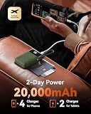 INIU Power Bank 20000mAh, Mały 45W PD Szybkim Ładowaniem Powerbank wbudowany Kabel USB-C, Bezpieczny w Locie Zestaw akumulatorów do iPhone 17 16 15 14 13 12 Samsung S26 S25 Xiaomi iPad, Zielony