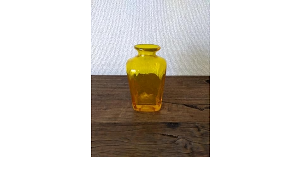 倉敷ガラス／口吹きガラス／高さ12cm／レアな黄色、イエロー／花器／酒器 倉敷ガラス／口吹きガラス／高さ12cm／レアな黄色、イエロー