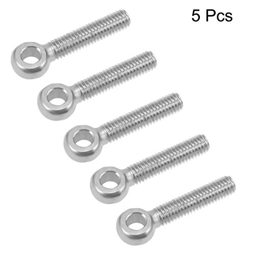 Image of uxcell M6 x 30mm Machinery Shoulder Swing Lifting Eye Bolt 304 Stainless Steel Metric Thread 5pcs