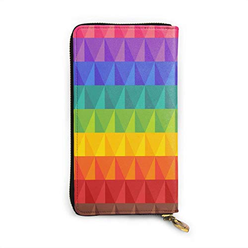 Preisvergleich Produktbild JHGFG Abstraktes Muster Hintergrund Bunte geometrische echte Lederbrieftasche Lange Damen Geldbörse Handtasche Multi Kartenhalter Organizer Für Frauen Personalisiert