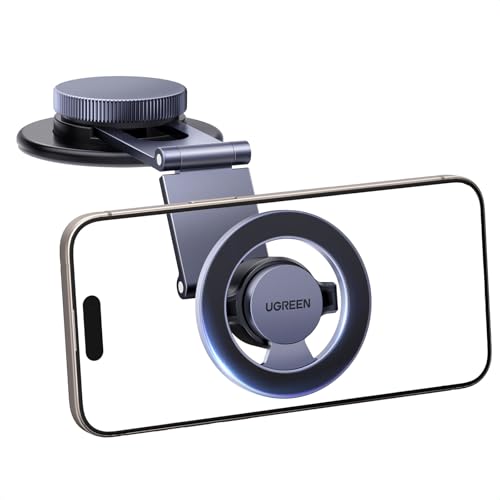 UGREEN Soporte Móvil Coche MagSafe, Suporte Telemovel Carro Magnético Retráctil Rotación de 360, para Salpicadero con Aleación de Aluminio, Compatible con Todos los Smartphones