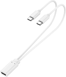 2-in-1 USB C Splitter Charge Cable, USB-C Female to Male, 1 in 2 out, White