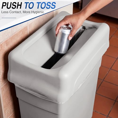Image of Maxdot 2 Pcs Recycle Bin Swing Lids for 23 Gallon Slim Trash Can Plastic Recycling Trash Can Lids, Garbage Waste Sorting Lid for Kitchen Classroom Office Outdoor