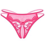 Avidlove Women Lace Panties Floral Lace Briefs Mesh Hollow Out G-String Thongs T-back Underwear Rose Red M