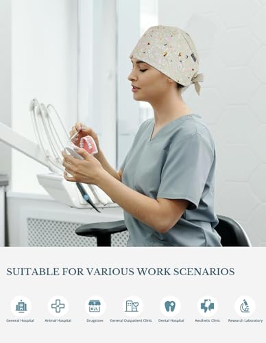 Image of Scrub Caps for Women with Buttons, Classic Surgical Caps