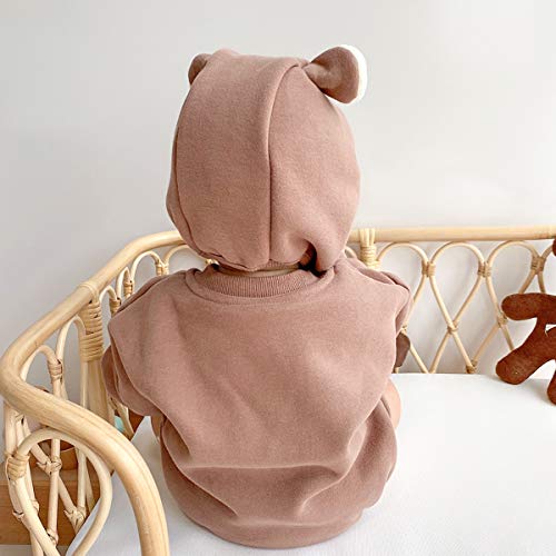 Famuka Baby Boy/Girl Sweatshirt Romper Long Sleeve Bear Bodysuit (Coffee, 6-9 Months) #TOP2