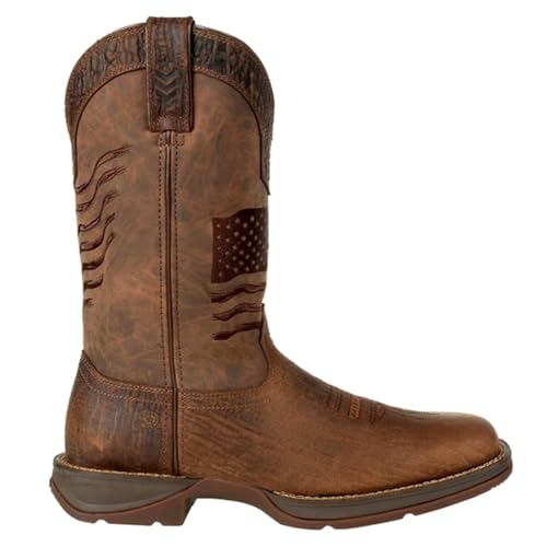 Durango DDB0125 Bottes de Cowboy Homme en Cuir Noir et Gris à Bout Carré