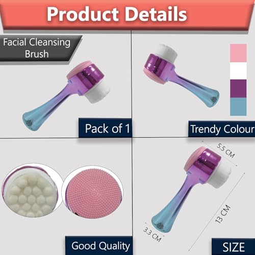 Image of TEMPERIA (1 pcs) 2 in 1 Silicone Face Scrubber Brush for Men & Women - Facial Massager Tool for Cleansing - Exfoliating Brush for Face Wash Scrub (MN01)