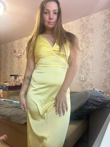 Satin Bridesmaid Dresses for Women Corset V Neck Long Halter Evening Dress4