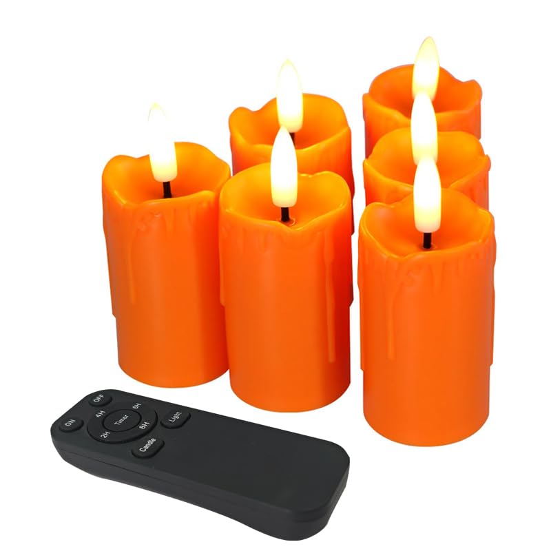 Image of Battery Operated Flameless Votive Candle with Remote and Timer Orange 6 PCS