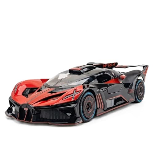 Image of FEXXA 🏎️ Exclusive Alloy Metal Pull Back Die-cast Car Model with Sound Light Mini Auto Toy for Kids Metal Model Toy Car with Sound and Light (1.24 Scale Bugatti Bolide -RED)