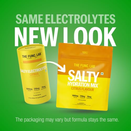 Image of The Func. Lab Daily Electrolytes - Salty Citrus Lemon | 15 Sachets | Instant Hydration Powder with Sodium, Potassium, Magnesium | Sugar-Free, No Preservatives | Instant Energy, Performance & Recovery Drink