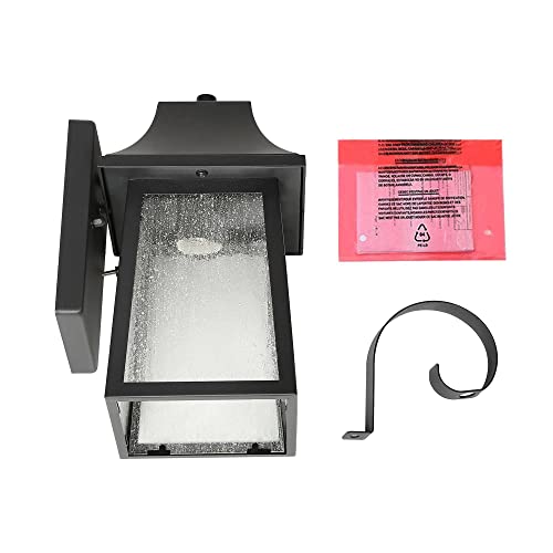 Outdoor Wall Light, Modern Farmhouse Exterior Light Fixture Porch Lights, Trapezoid Black Outdoor Sconce Light Seeded Glass For House, Front Door, Entryway, Garage #TOP7