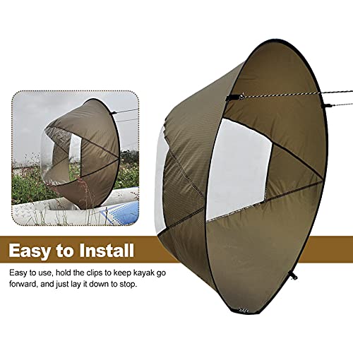 Kayak Wind Sail, Portable Foldable Durable Wind Sail With Transparent Window For Kayak Canoes(Brown) #TOP2